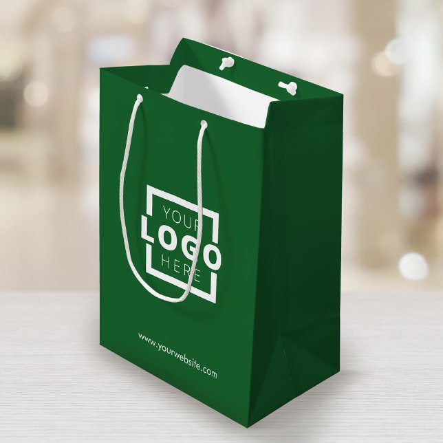 Custom Company Logo Business Promotional Green Medium Gift Bag (Creator Uploaded)
