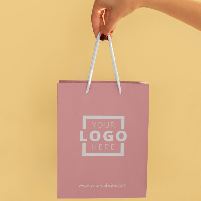 Custom Company Logo Business Promotional Pink Medium Gift Bag (Creator Uploaded)