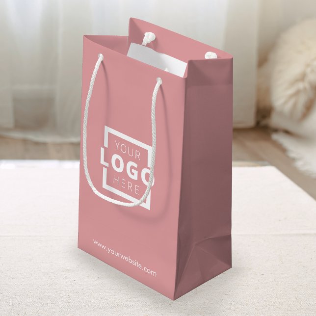 Custom Company Logo Business Promotional Pink Small Gift Bag (Creator Uploaded)