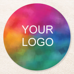 Custom Company Logo Corporate Business Template Round Paper Coaster