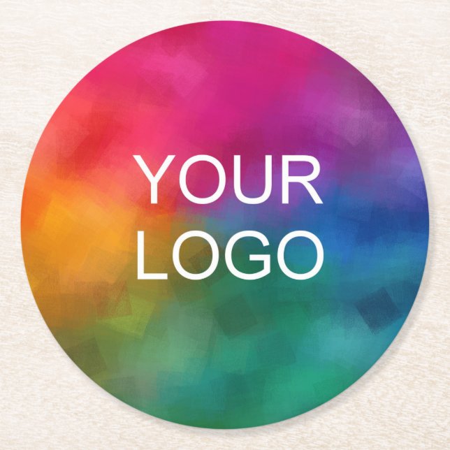 Custom Company Logo Corporate Business Template Round Paper Coaster (Front)