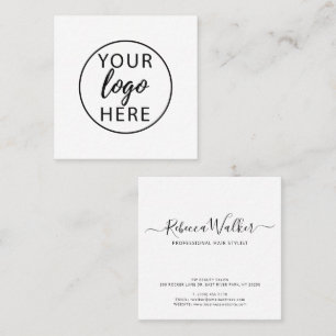 Custom Company Logo Elegant Script Typography Square Business Card