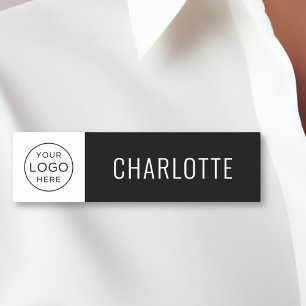 Custom Company Logo Employee Black Name Tag