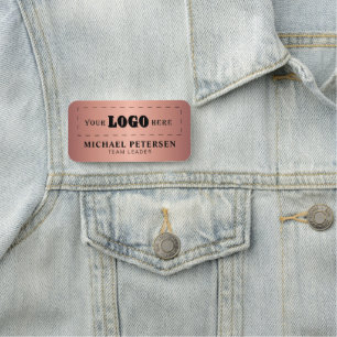 Custom company logo employee faux rose gold name tag