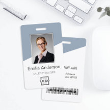 Custom Company Logo Employee Photo Dusty Blue