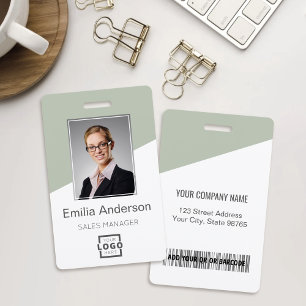 Custom Company Logo Employee Photo Pastel Green ID Badge