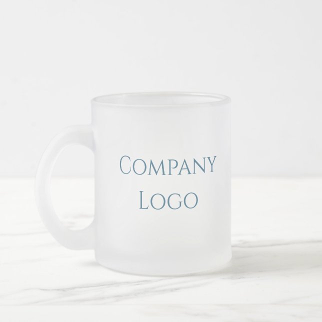 Custom Company Logo  Frosted Glass Coffee Mug (Left)