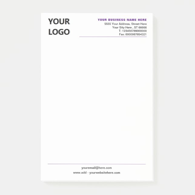 Custom Company Logo Info Business Post-it® Notes (Front)