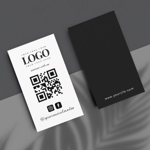 Custom Company Logo & Instagram Facebook QR Code Business Card