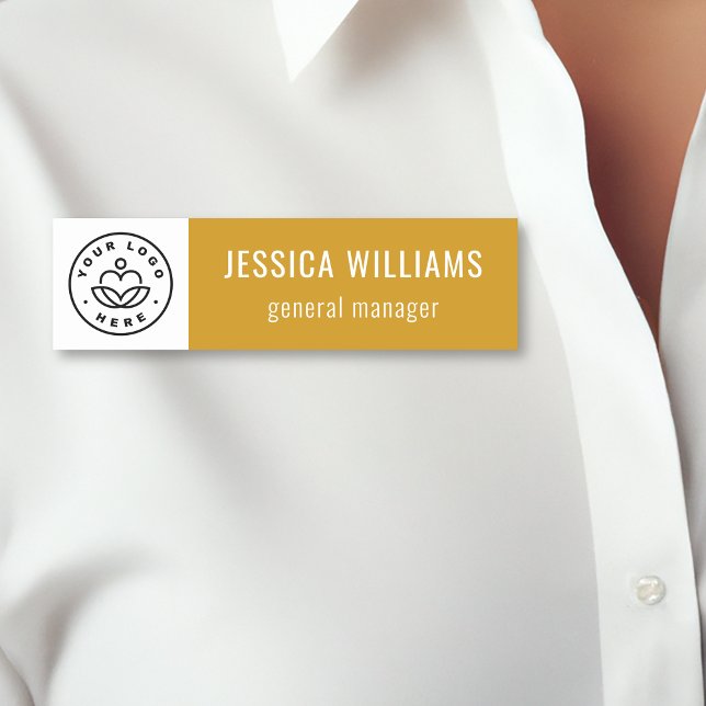 Custom Company Logo Mustard Yellow Employee Name Tag (Creator Uploaded)