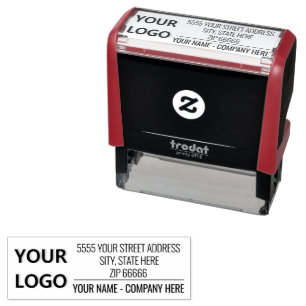 Custom Company Logo Name Address Self-inking Stamp