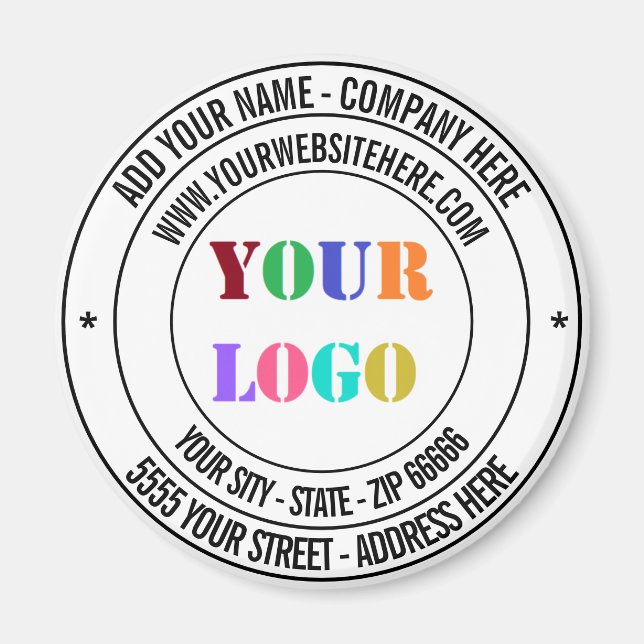 Custom Company Logo Name Address Website Magnet (Front)
