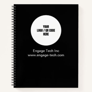 Custom Company Logo Name Black Modern Minimalist Notebook