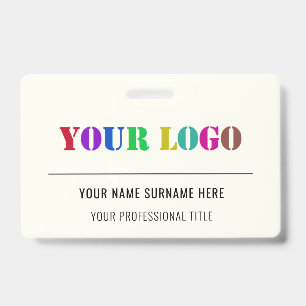 Custom Company Logo Name Business Badge Template ID Badge