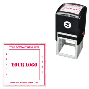 Custom Company Logo Name Info Square Stamp