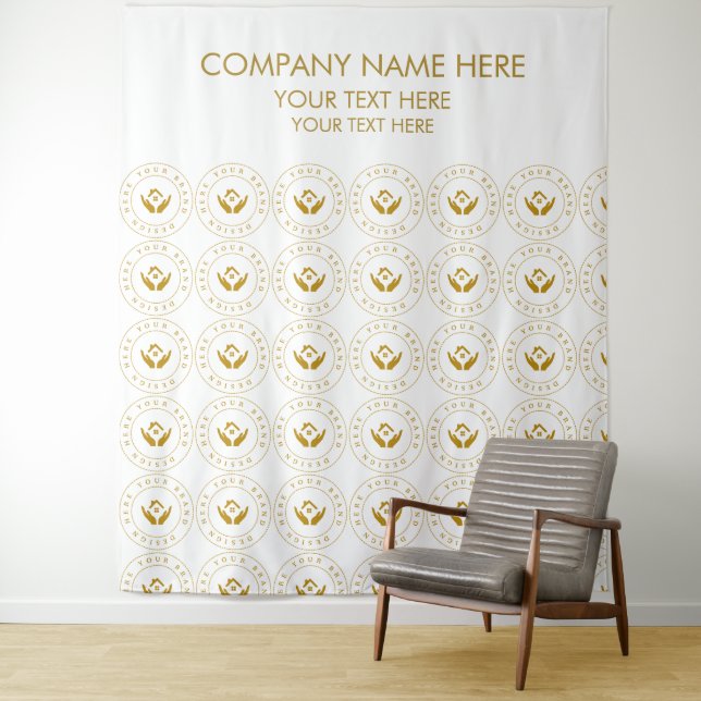 Custom Company Logo Name Photo Banner for Business Tapestry (In Situ)