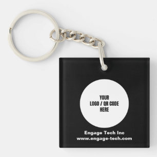 Custom Company Logo Name Stylish Black Modern Key Ring