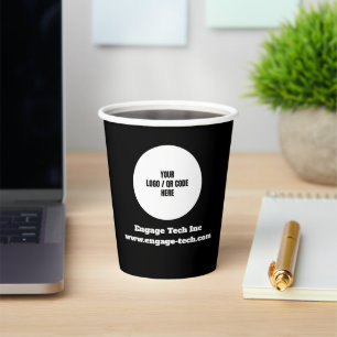 Custom Company Logo   Name   Stylish Black Modern Paper Cups
