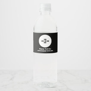 Custom Company Logo Name Stylish Black Modern Water Bottle Label