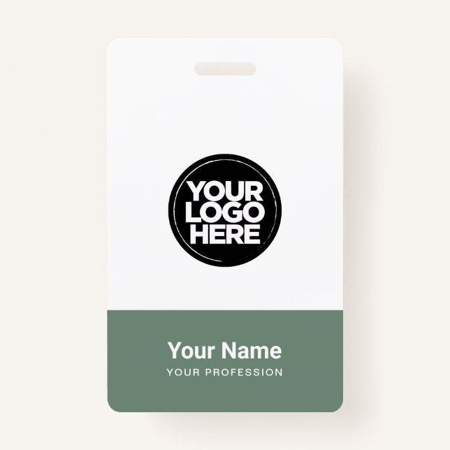 Custom Company Logo Name Title Bar Code ID Badge (Front)