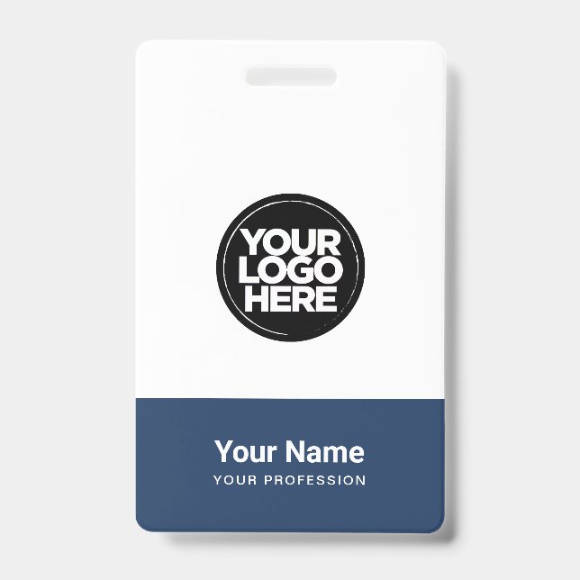 Custom Company Logo Name Title Bar Code ID Badge (Front)