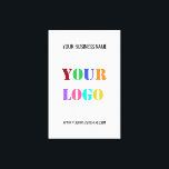 Custom Company Logo Name Website Canvas Print<br><div class="desc">Custom Colours and Font - Your Logo Name Website Promotional Personalised Colours / Text - Modern Business or Personal Gift - Add Your Logo - Image - Photo / Name - Company / Website or E-mail or Phone - Contact Information - Resize and Move or Remove / Add Elements -...</div>