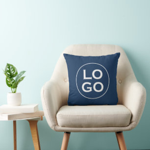 Custom Company Logo or Image on Navy Blue Cushion