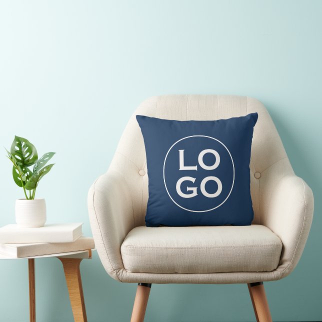 Custom Company Logo or Image on Navy Blue Cushion (Chair)