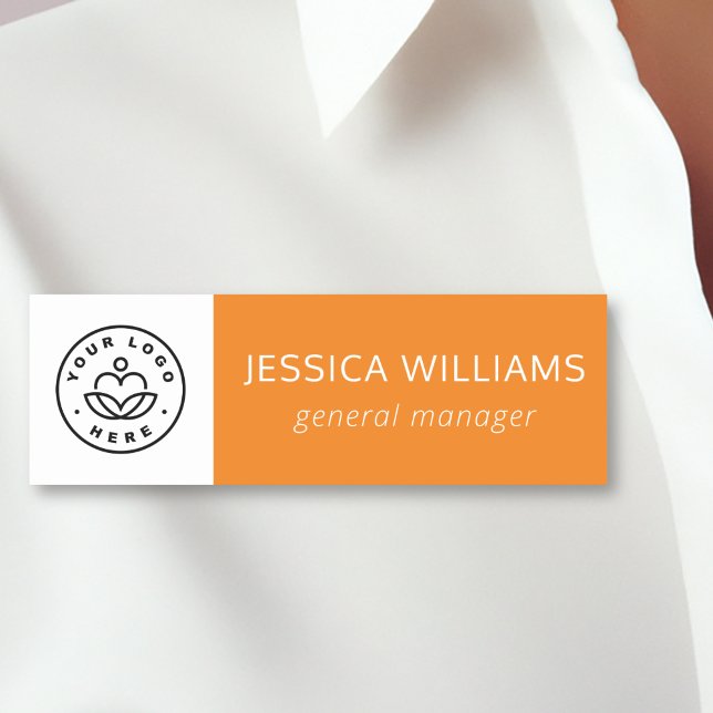 Custom Company Logo Orange Employee Name Tag (Creator Uploaded)