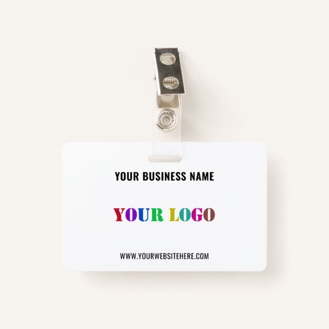 Custom Company Logo Photo Info Name Business Badge ID Badge (Front with Clip)