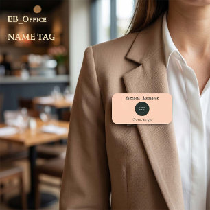 Custom Company Logo Pink Beige Magnetic Name Tag