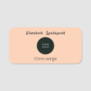 Custom Company Logo Pink Beige Magnetic Name Tag