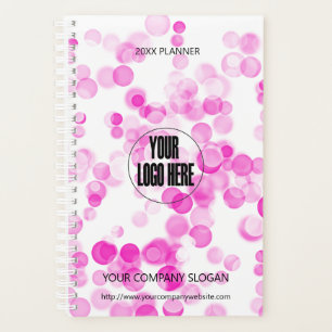 Custom Company Logo Pink Bubbles Bokeh Effect Dots Planner