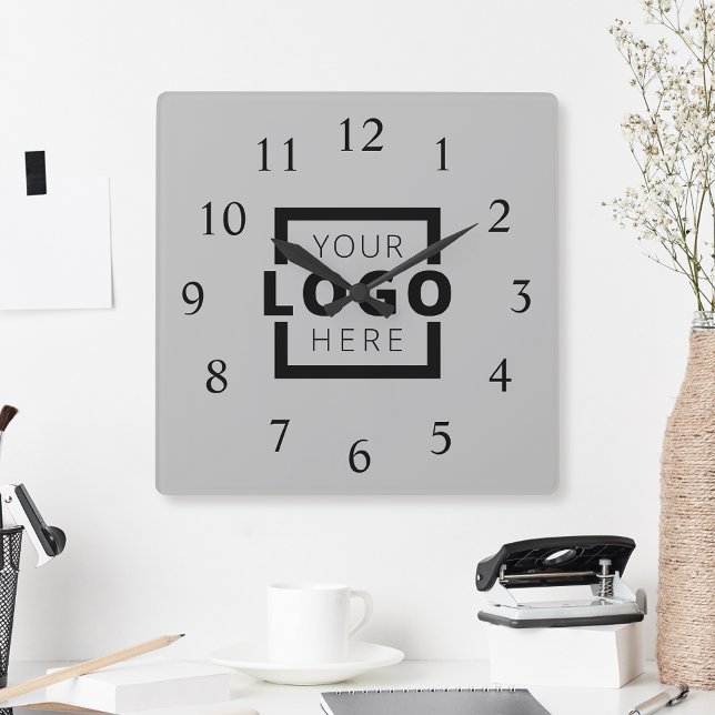 Custom Company Logo Promotional Branded Square Wall Clock (Creator Uploaded)