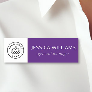 Custom Company Logo Purple Employee Name Tag