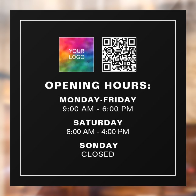 Custom Company Logo QR Code Black Opening Times (Sheet 2)
