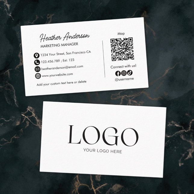 Custom Company Logo QR Code Modern Minimalist Business Card (Creator Uploaded)