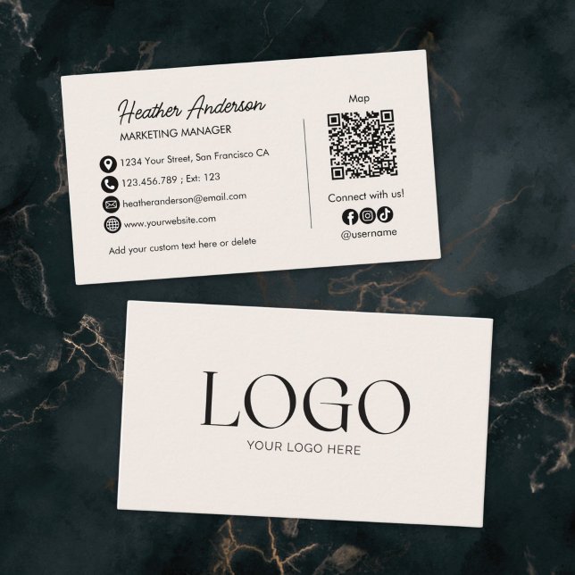 Custom Company Logo QR Code Modern Minimalist Business Card (Creator Uploaded)