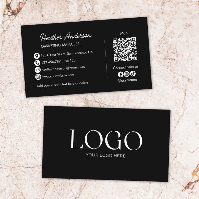 Custom Company Logo QR Code Modern Minimalist Business Card (Creator Uploaded)
