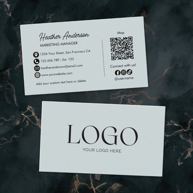 Custom Company Logo QR Code Modern Minimalist Business Card (Creator Uploaded)