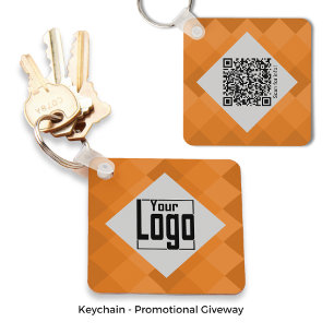 Custom Company Logo QR-code Orange & Grey Key Ring