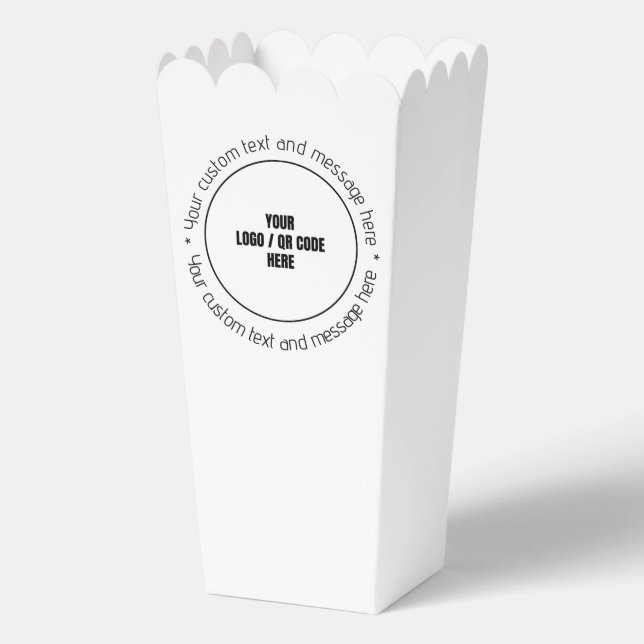 Custom Company Logo QR Code Text White Popcorn Box (Back)