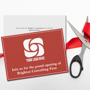 Custom Company Logo Red Business Grand Opening Announcement