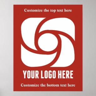 Custom Company Logo Red Business Marketing Poster