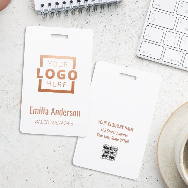 Custom Company Logo Rose Gold Office Employee ID Badge (Creator Uploaded)