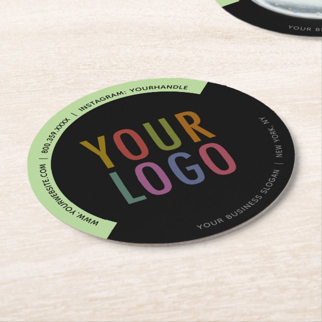 Custom Company Logo Round Paper Pulpboard Coasters (Angled)
