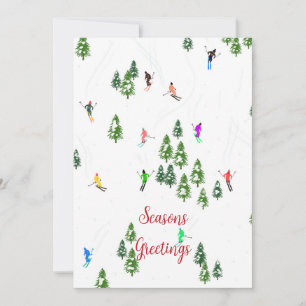 Custom Company Logo Skiing Business Holiday Card