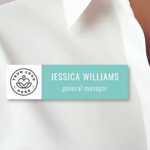 Custom Company Logo Teal Employee Name Tag