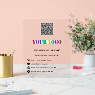 Custom Company Logo Text and QR Code Acrylic Sign