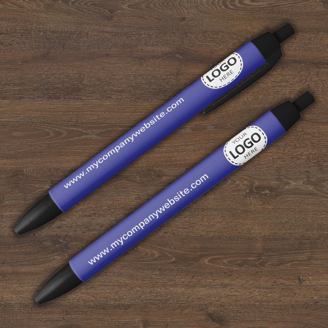 Custom Company Logo & Text Blue Black Ink Pen (Creator Uploaded)